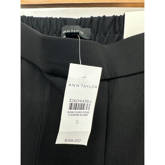 Ann Taylor The Easy Ankle Pants Women Small Black Pleated Stretch Waist Career - Picture 8 of 10